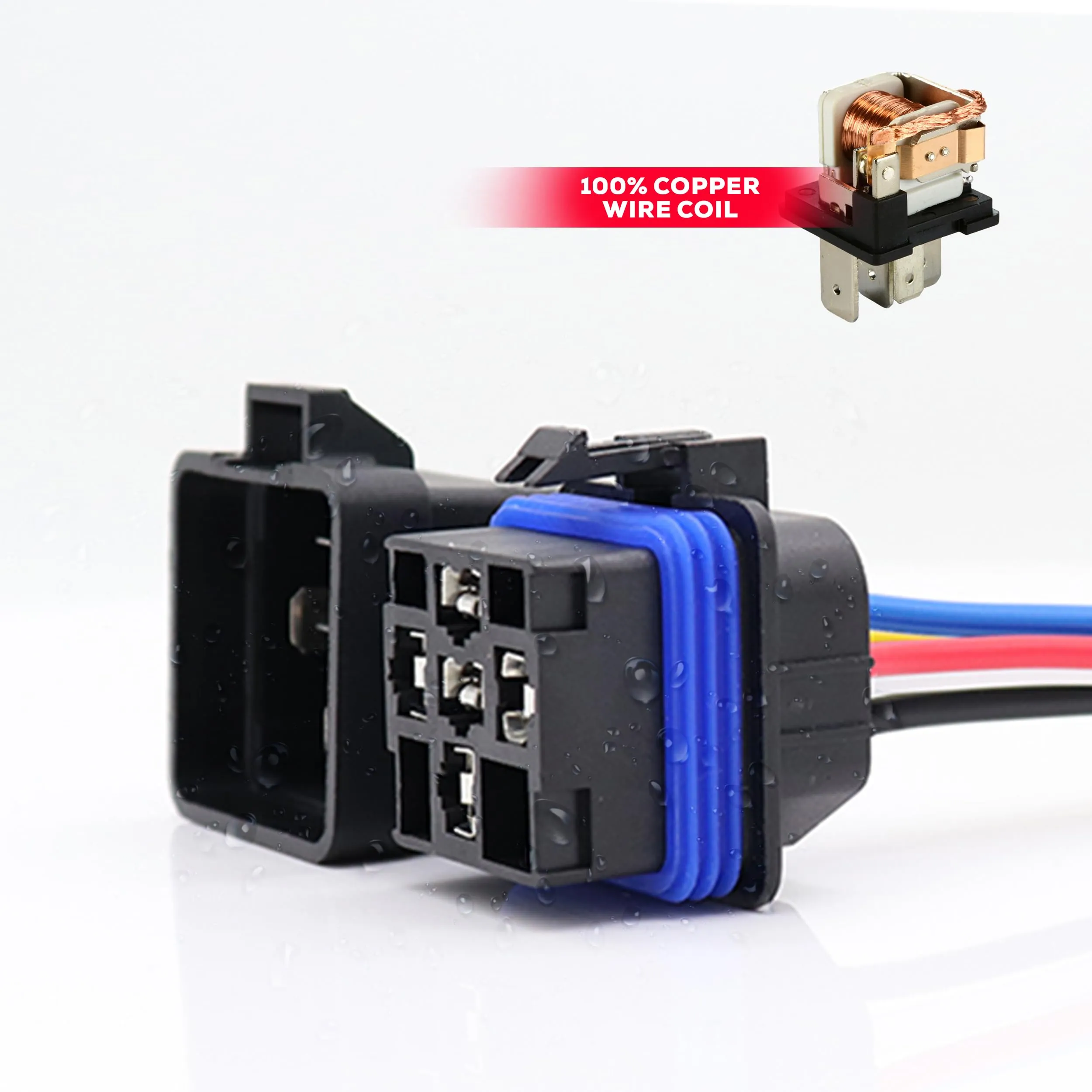 5-Pack Heavy Duty 40A 12V DC Waterproof SPDT Relay Kit with Harness