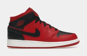 Air Jordan 1 Mid Reverse Bred Grade School Lifestyle Shoes (Red/Black) Free Shipping