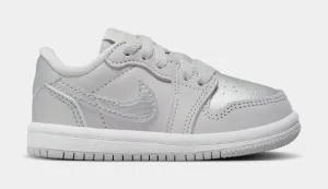 Air Jordan 1 Retro Low OG Metallic Silver Infant Toddler Lifestyle Shoes (Neutral Grey/Metallic Silver/White)