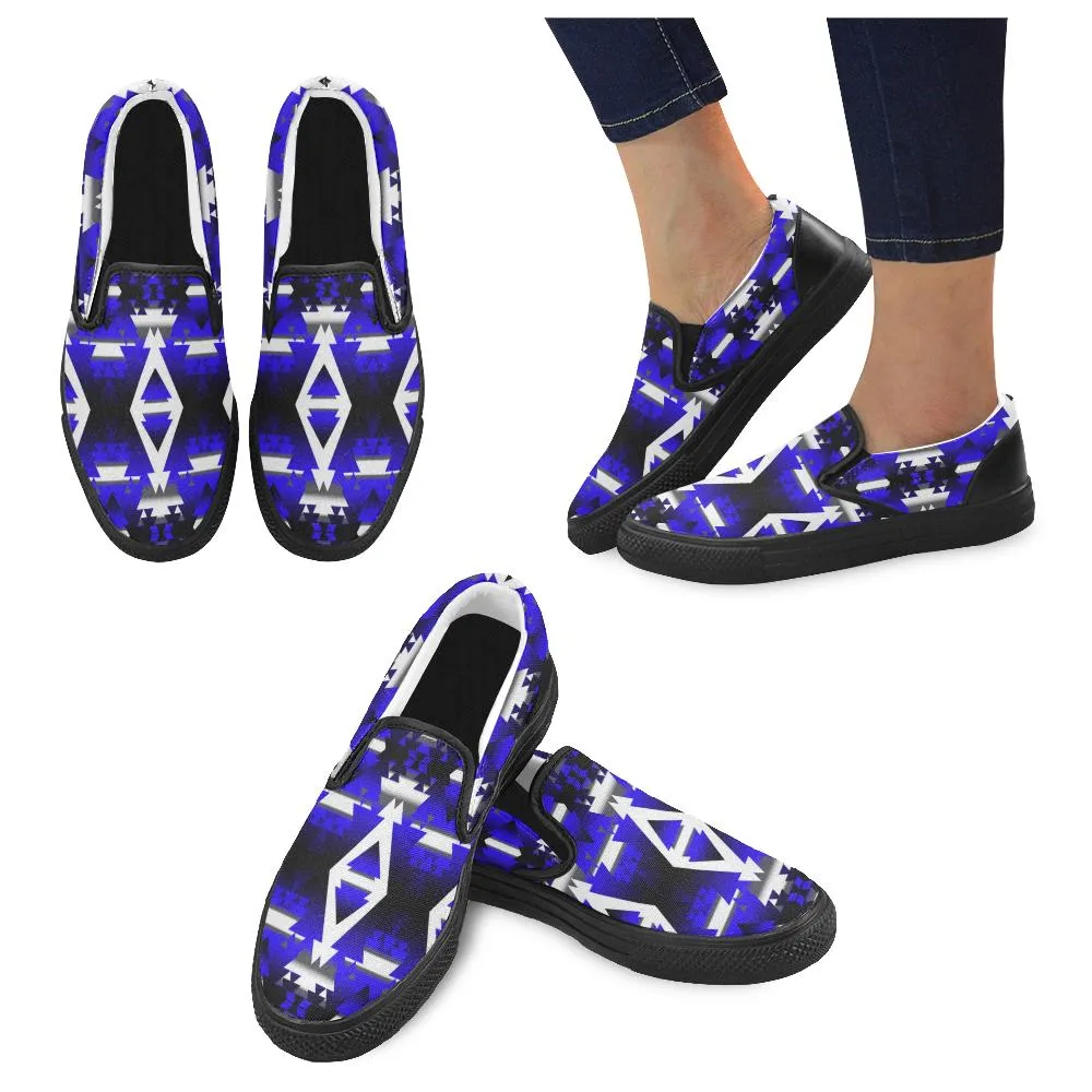 Blue Winter Camp Women's Unusual Slip-on Canvas Shoes