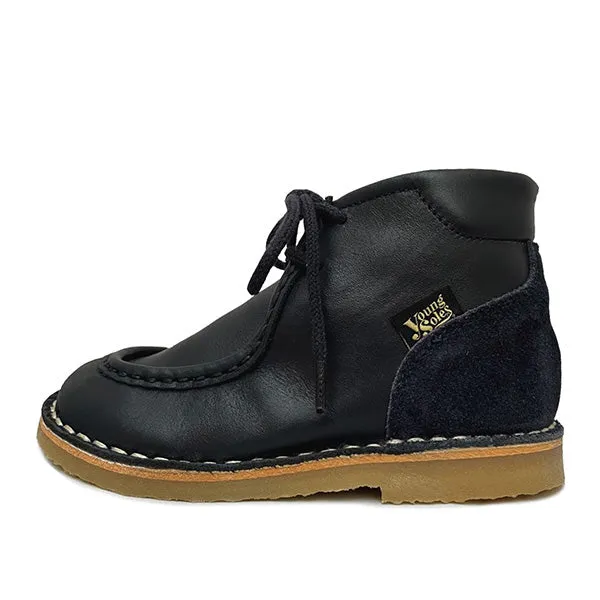 Boomer Kids Wallabee Boot Navy Leather