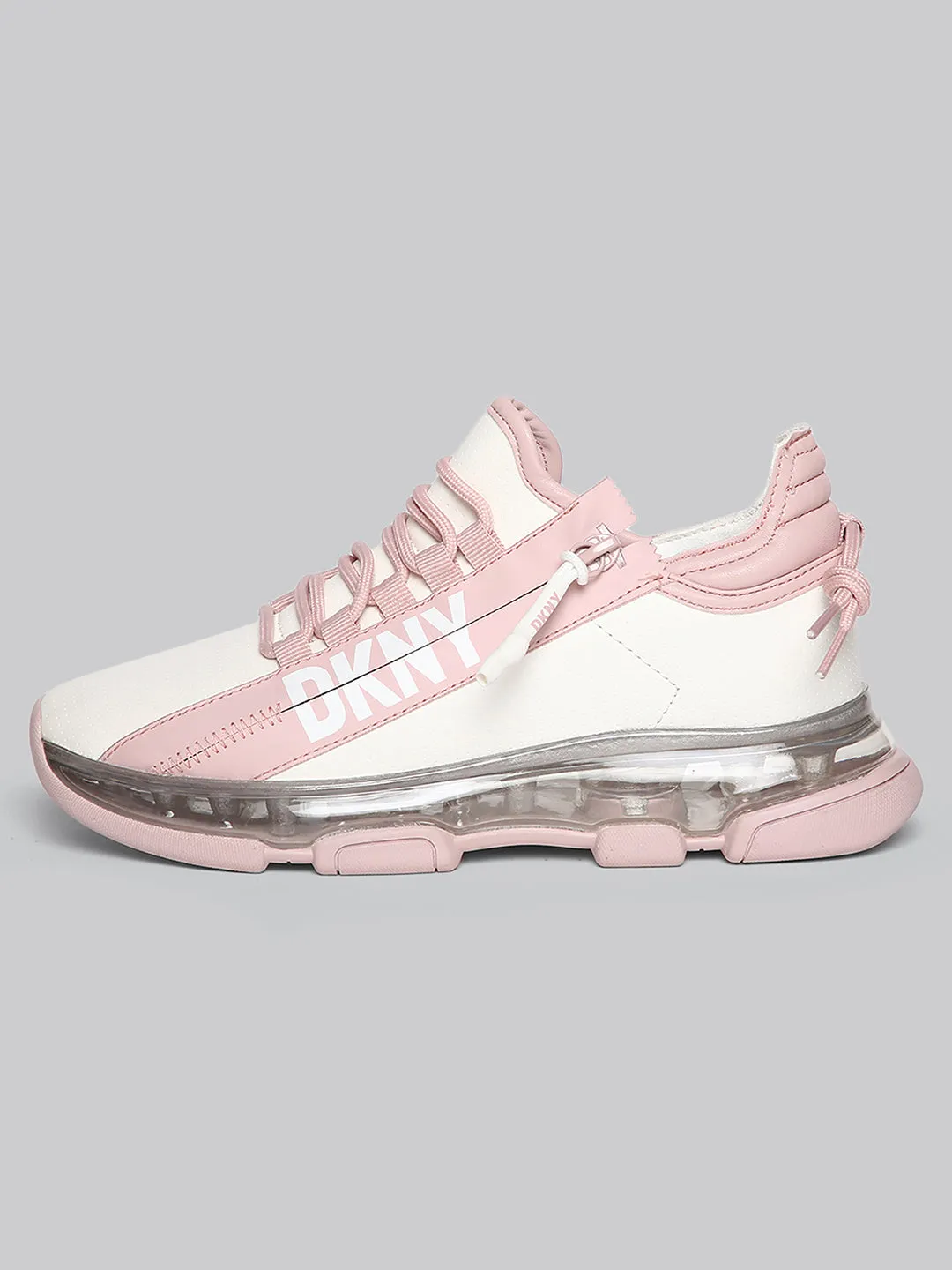 DKNY Women White & Pink Colour Blocked Sneakers