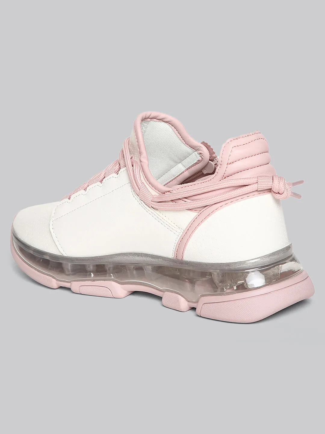 DKNY Women White & Pink Colour Blocked Sneakers