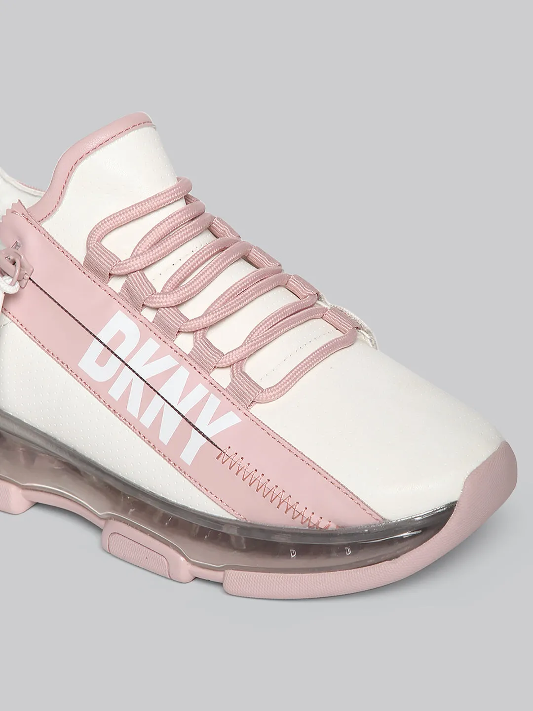 DKNY Women White & Pink Colour Blocked Sneakers