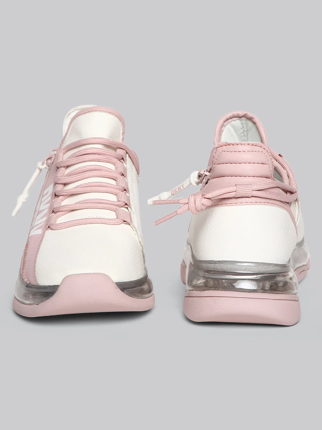 DKNY Women White & Pink Colour Blocked Sneakers