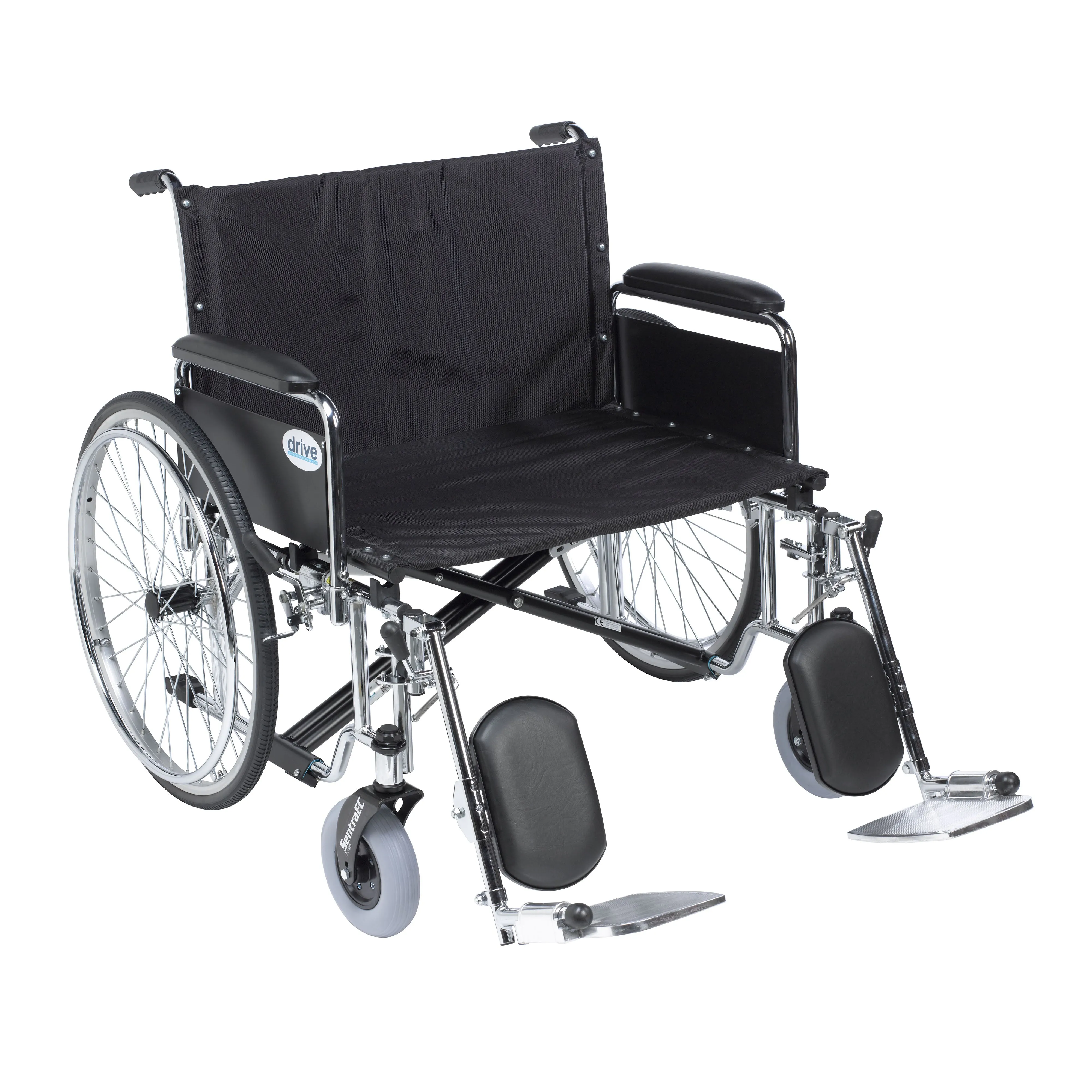 Drive Medical std26ecdfa-elr Sentra EC Heavy Duty Extra Wide Wheelchair, Detachable Full Arms, Elevating Leg Rests, 26" Seat