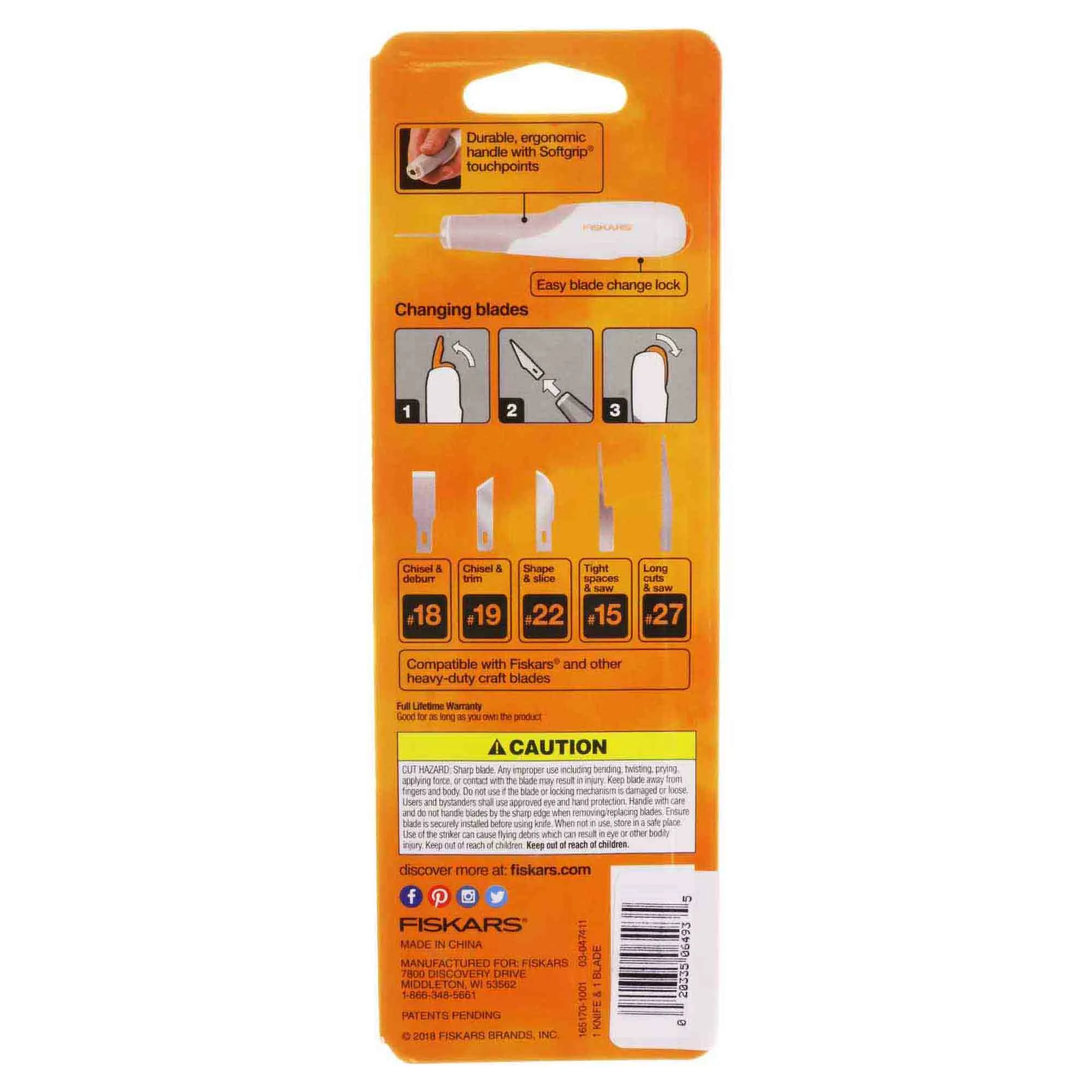 Fiskars 165100-1002 Heavy-duty Easy Change Detail Knife