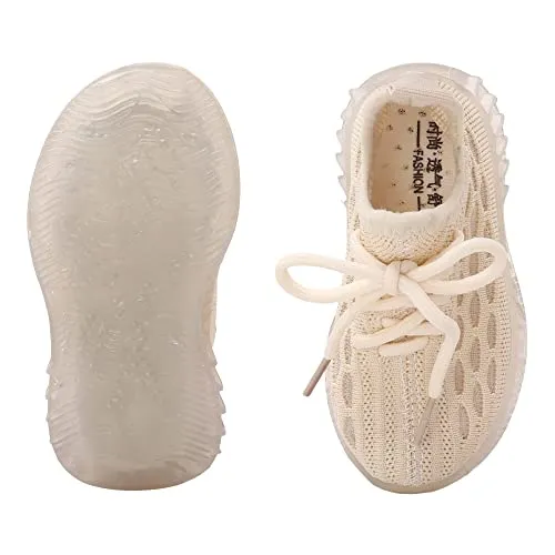 Hopscotch Baby Boys and Baby Girls Mesh Solid Athletic Shoes in Beige Color, UK:6 (YUQ-3540027)