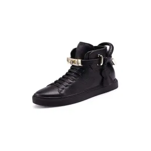 Luxury Smooth Pattern High Top Casual Sneakers