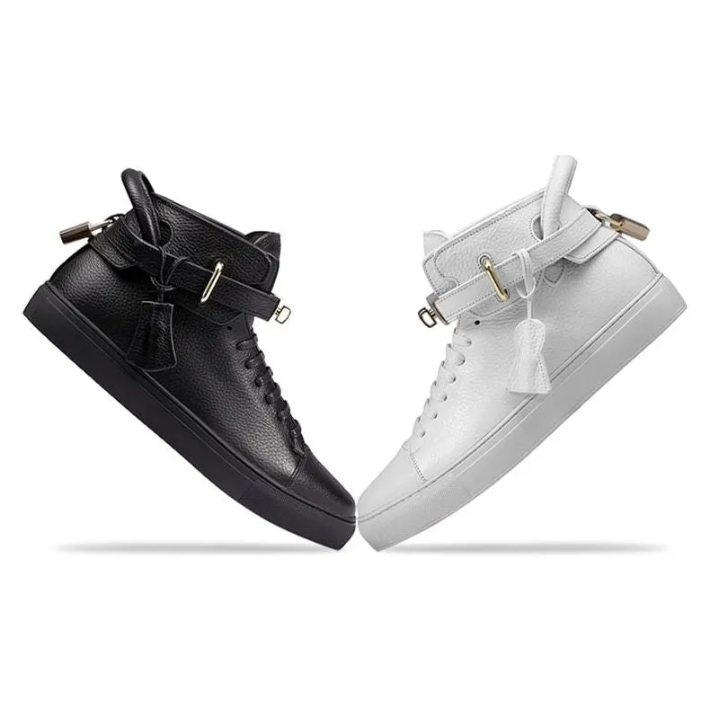 Luxury Smooth Pattern High Top Casual Sneakers