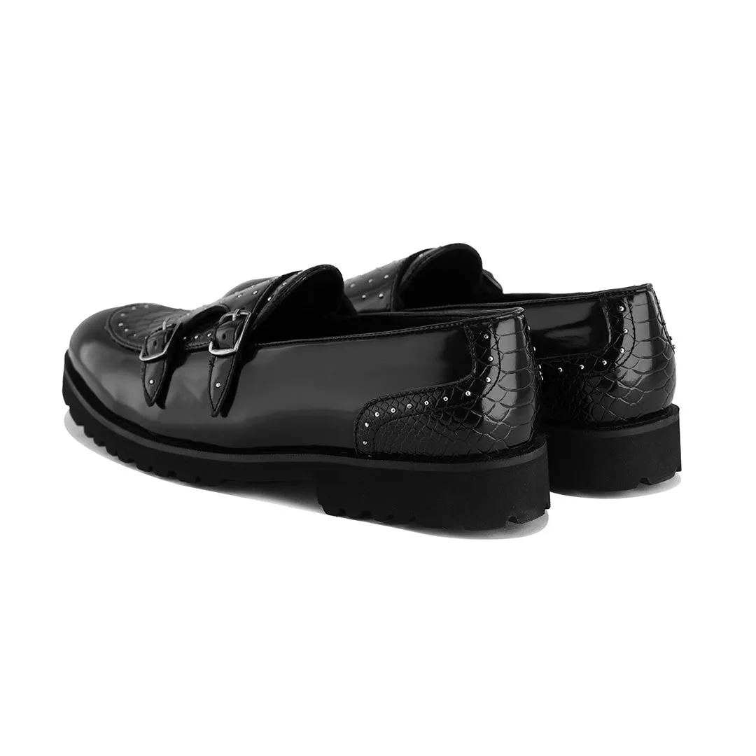 Monk strap slip-ons- BLACK