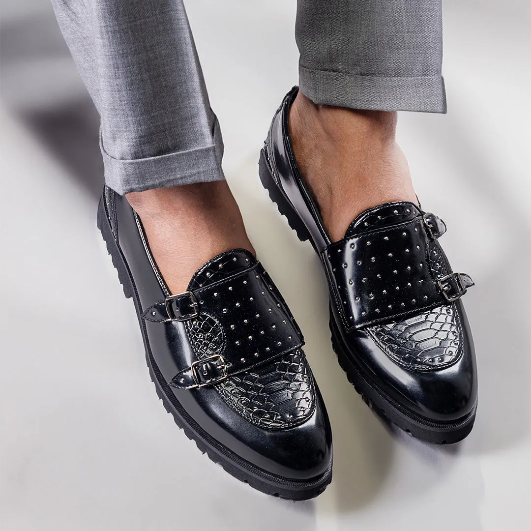 Monk strap slip-ons- BLACK