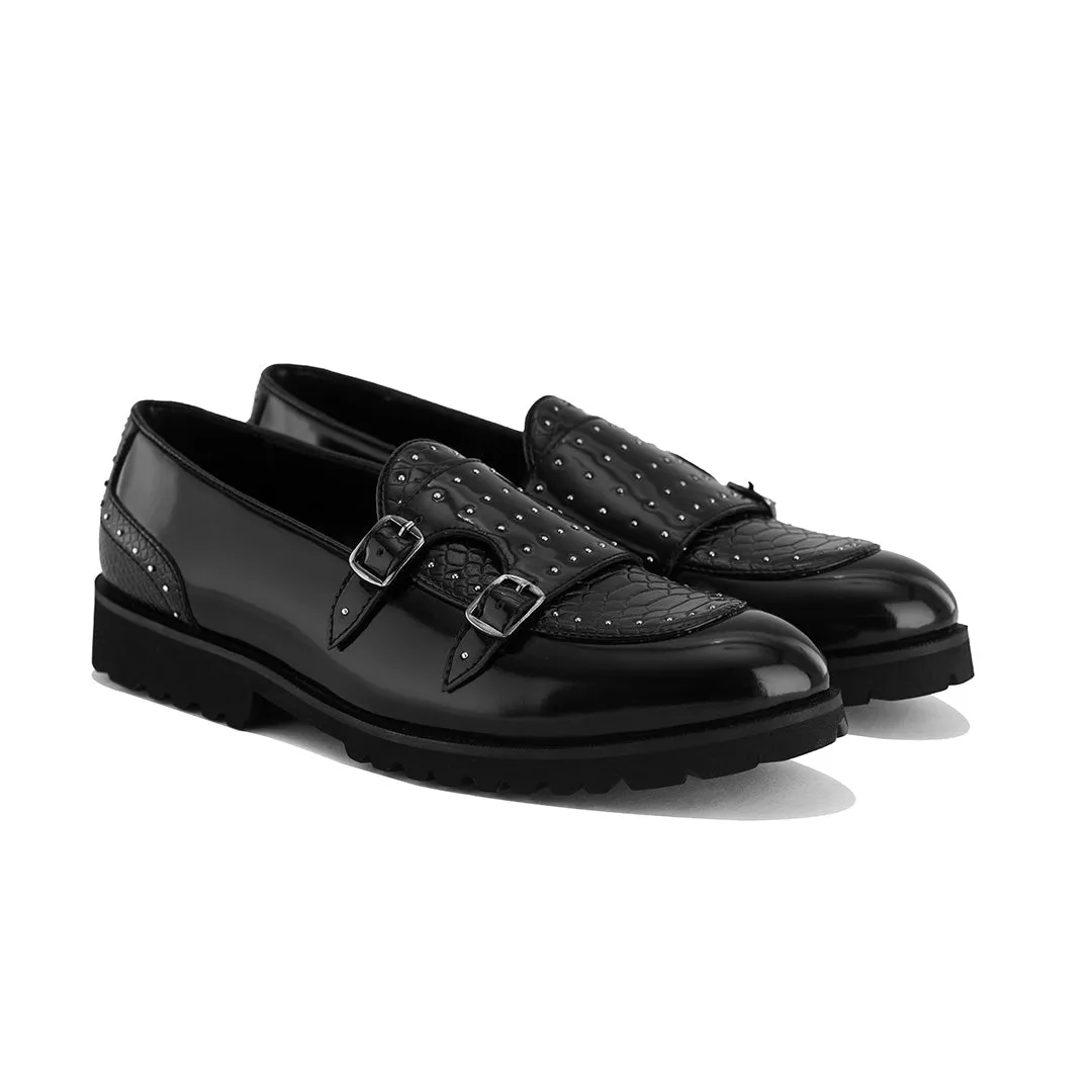 Monk strap slip-ons- BLACK