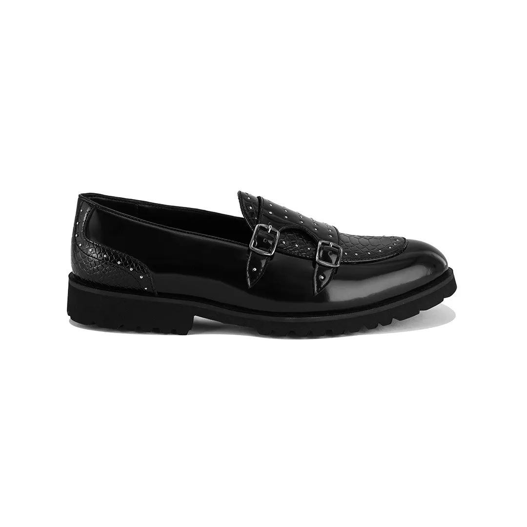 Monk strap slip-ons- BLACK