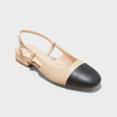 New - A New Day Women's Faux Leather Slingback Casual Ballet Flats Round Toe