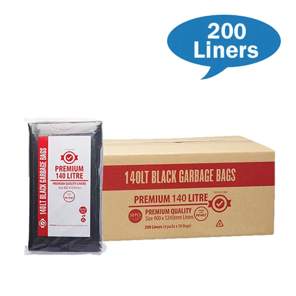 Premium Heavy Duty 140Lt Black Bin Liners