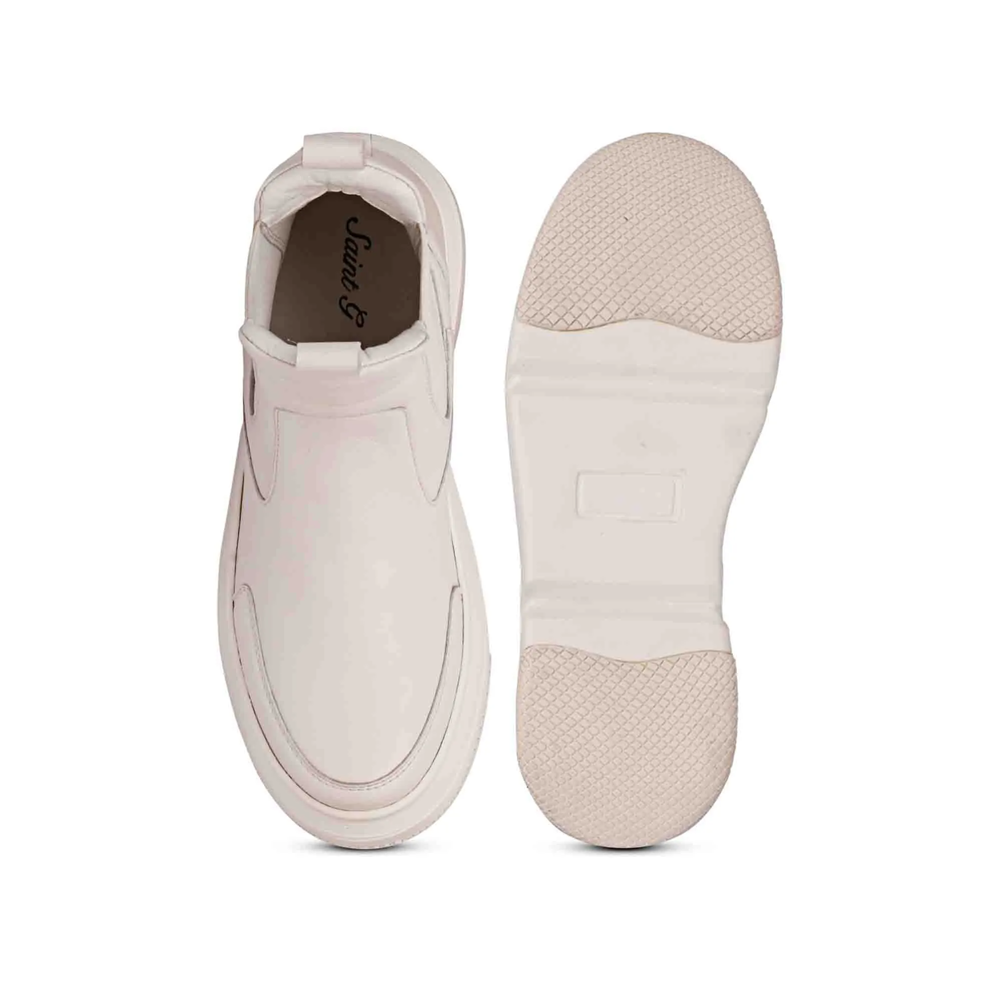 Saint Heather White Leather Sneakers