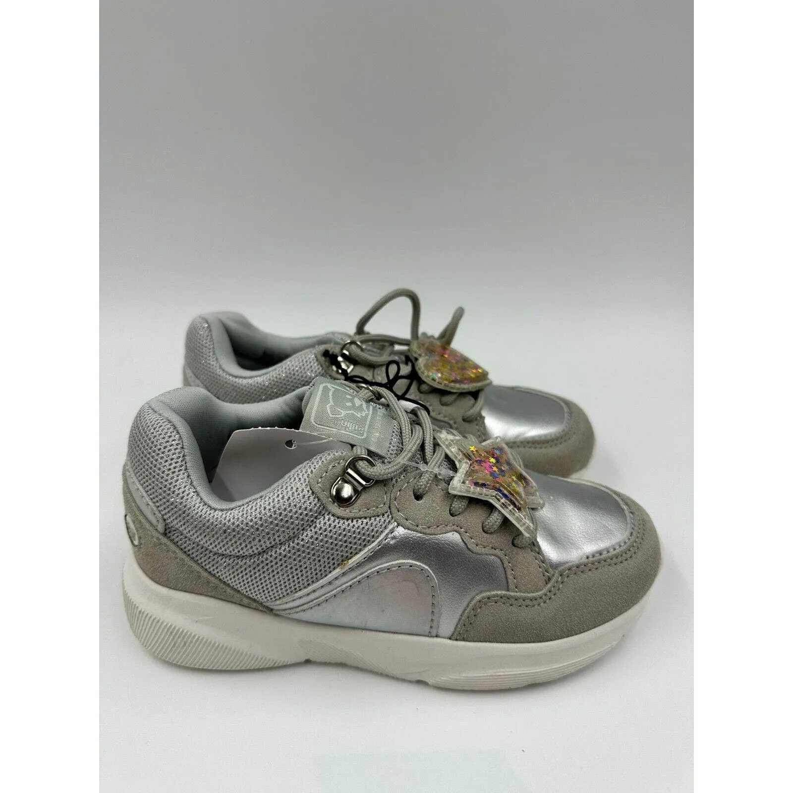 Small Kid Size 12 Silver Fashion Sneakers With Sparkly Accents