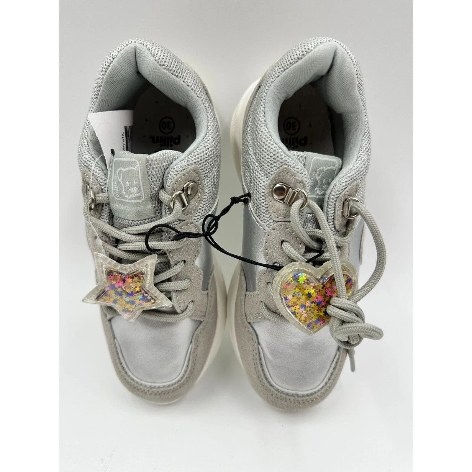 Small Kid Size 12 Silver Fashion Sneakers With Sparkly Accents