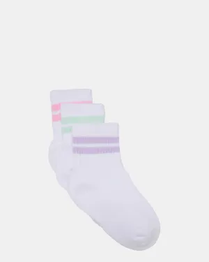 Stripe Sports Full Crew 3pack Pastel Multi