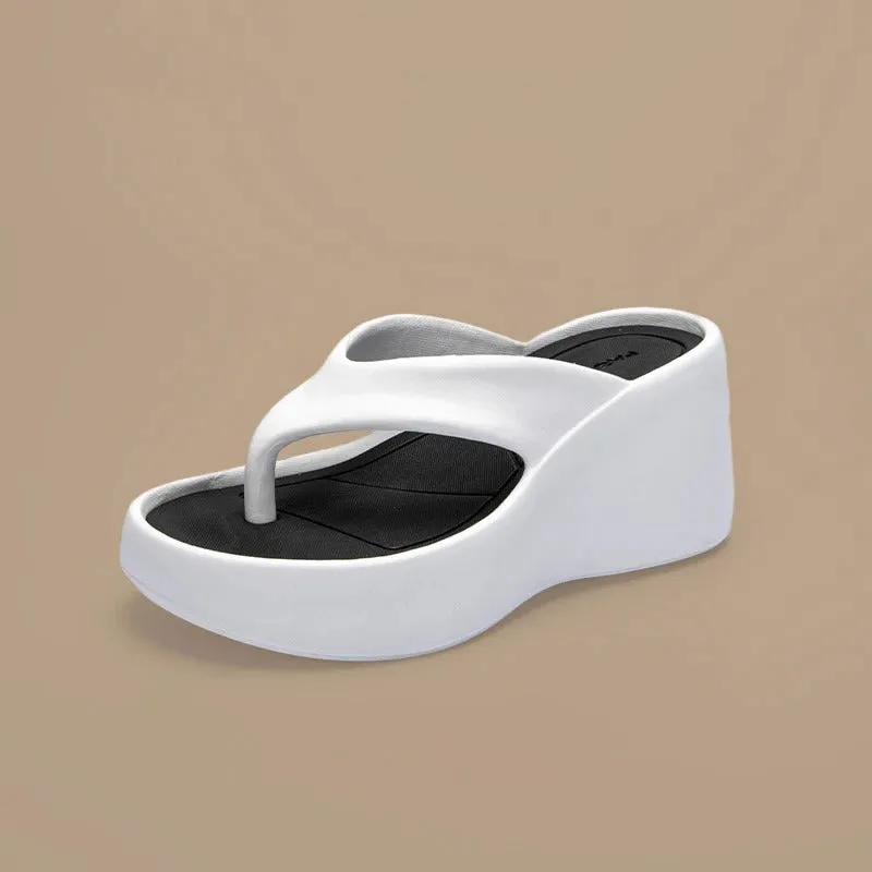 Summer Trend Clip Toe High Heel Wedge Slippers for Women